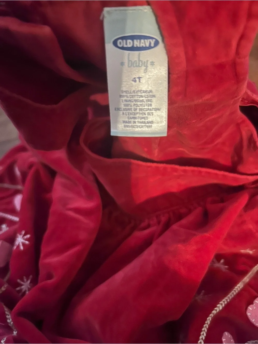 Girls Red Velvet Holiday Dress with Heart & Snowflake Trim 4t